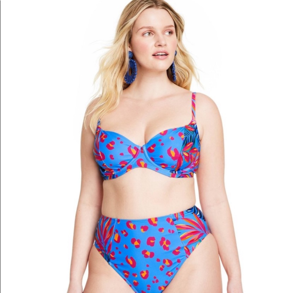 Tabitha Brown High Waist Leopard Tropical Floral Bikini Bottom NWT Target